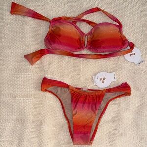 PQ Swim Sunset Glow Ombre Bikini in Pink and Orange